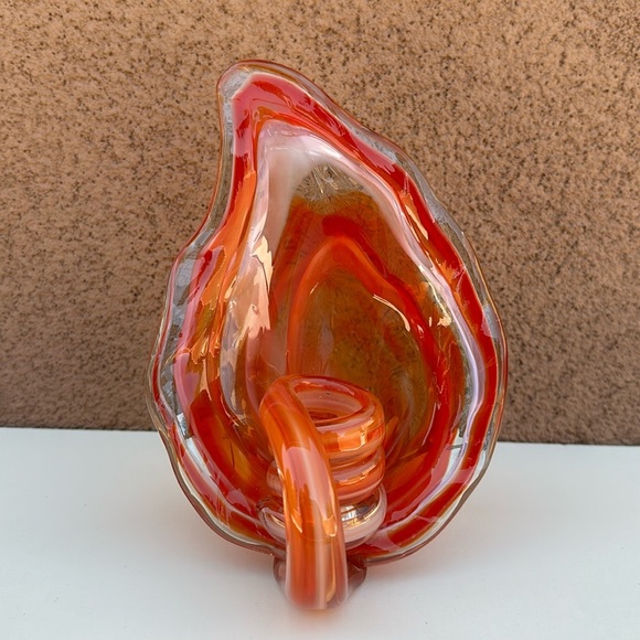 Vintage Unique Ozark Art Glass Mid Century, Orange with white swirl - Picture 7 of 11